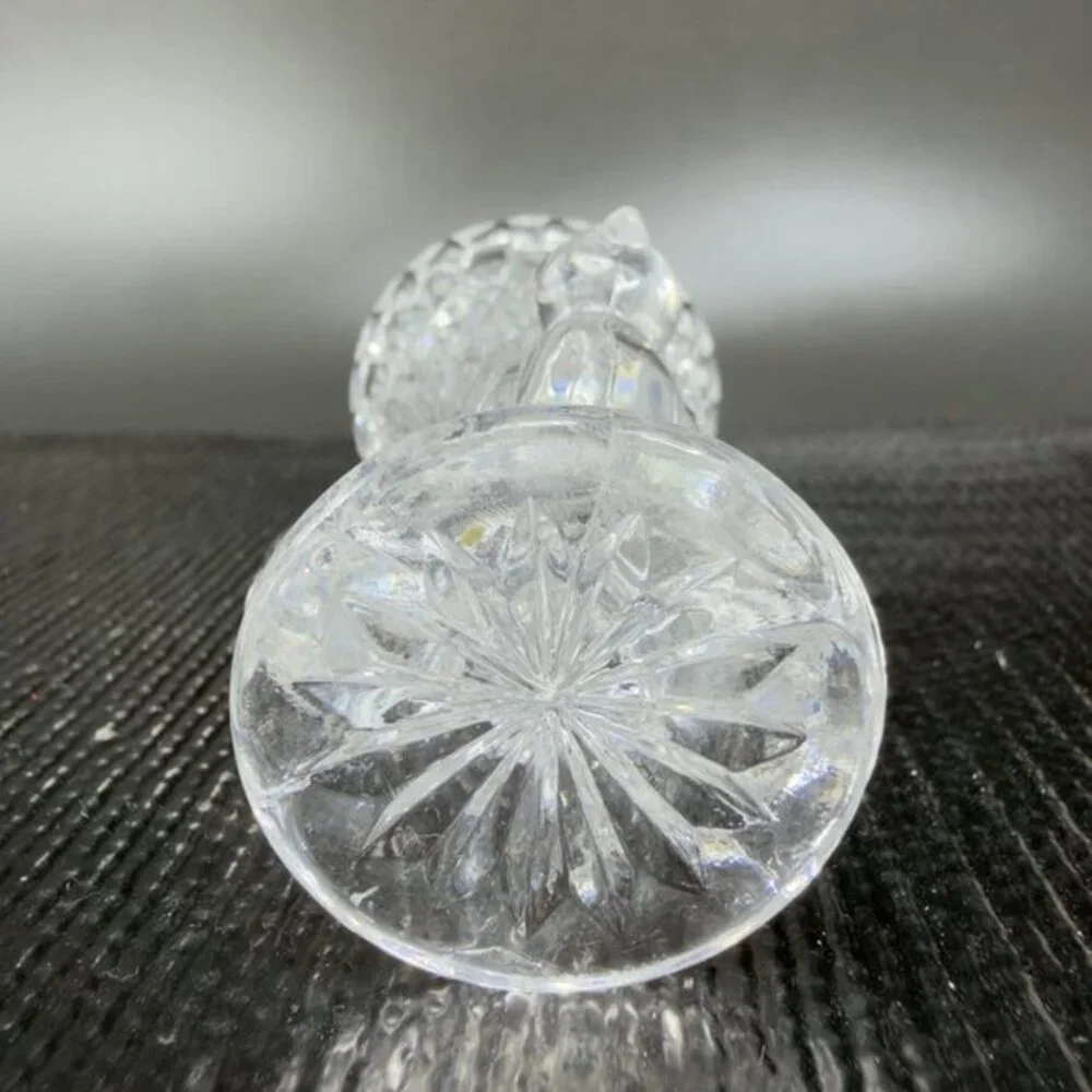 Vintage Hofbauer Clear Lead Crystal Bird‎ Mini Vase Toothpick Holder Birds VTG